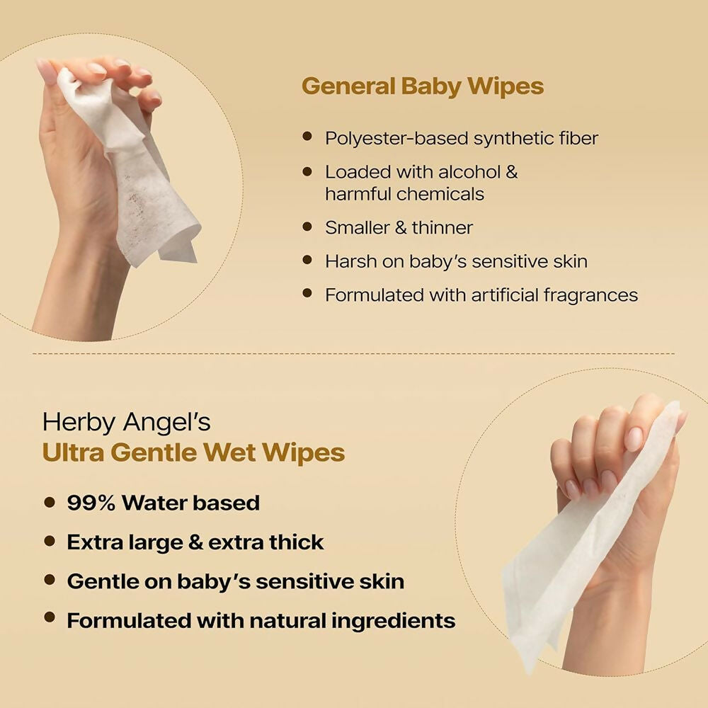 Herby Angel Ultra Gentle Baby Wipes with 99% Pure Water