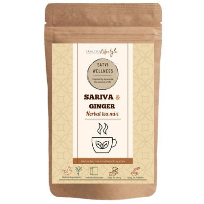 Satvi Wellness Sariva Ginger Herbal Infusion Mix In Indvidual Packets | Herbal Tea Sache