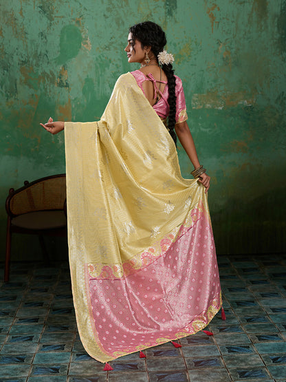 Shree Shyam Fashion Yellow Linen Cotton Saree