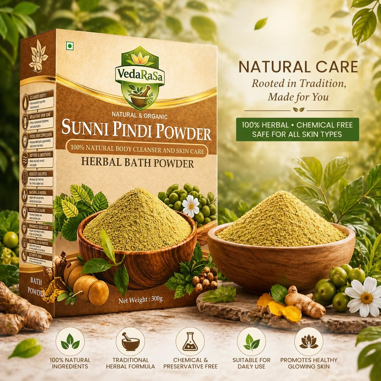 VedaRasa Sunni Pindi Herbal Bath Powder