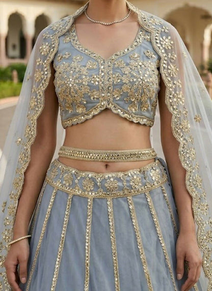 Lehenga Mart Grey Net Designer Bollywood Style Wedding Wear Lehenga Choli
