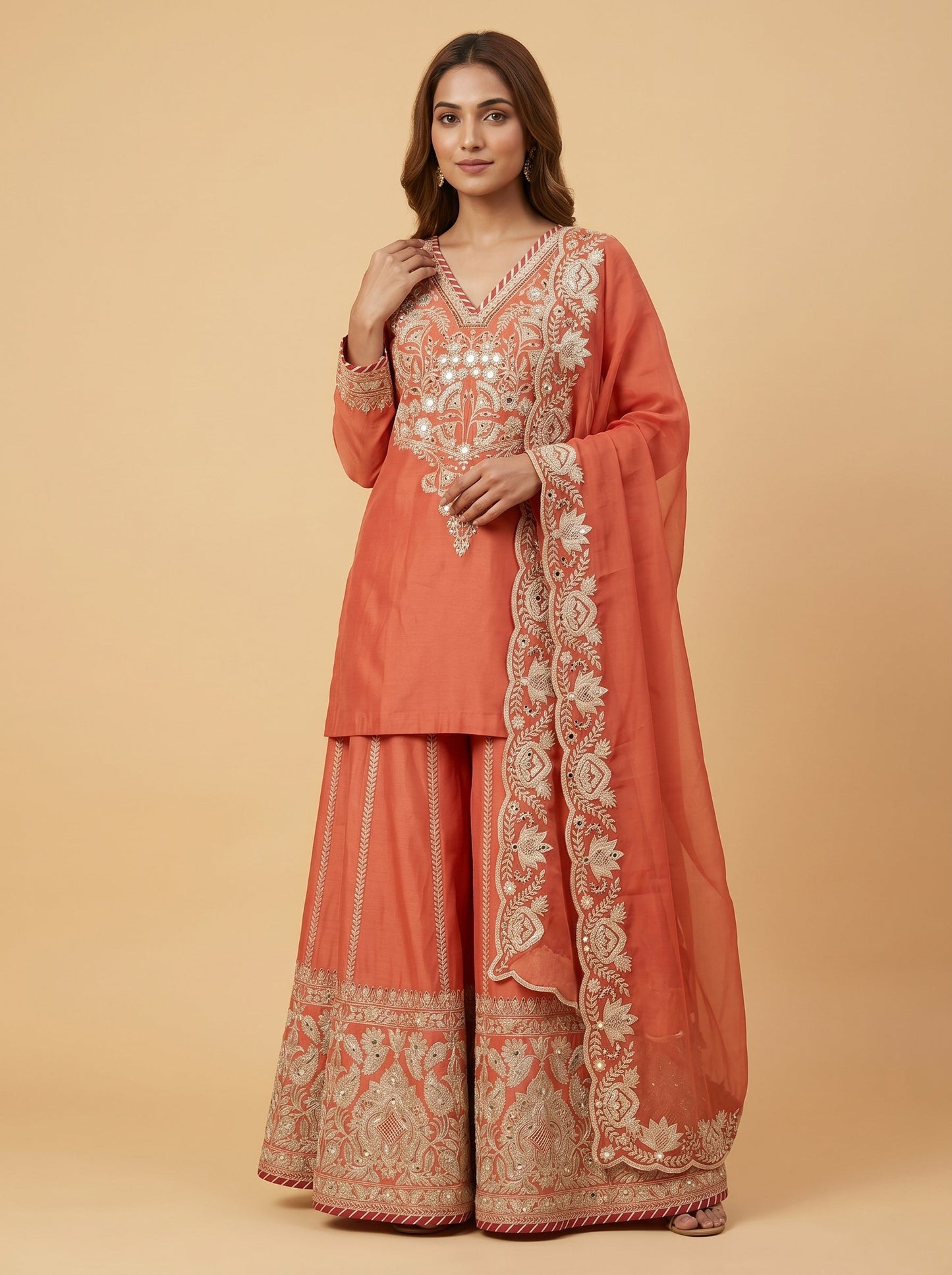 Tangerine Orange Skirt Set