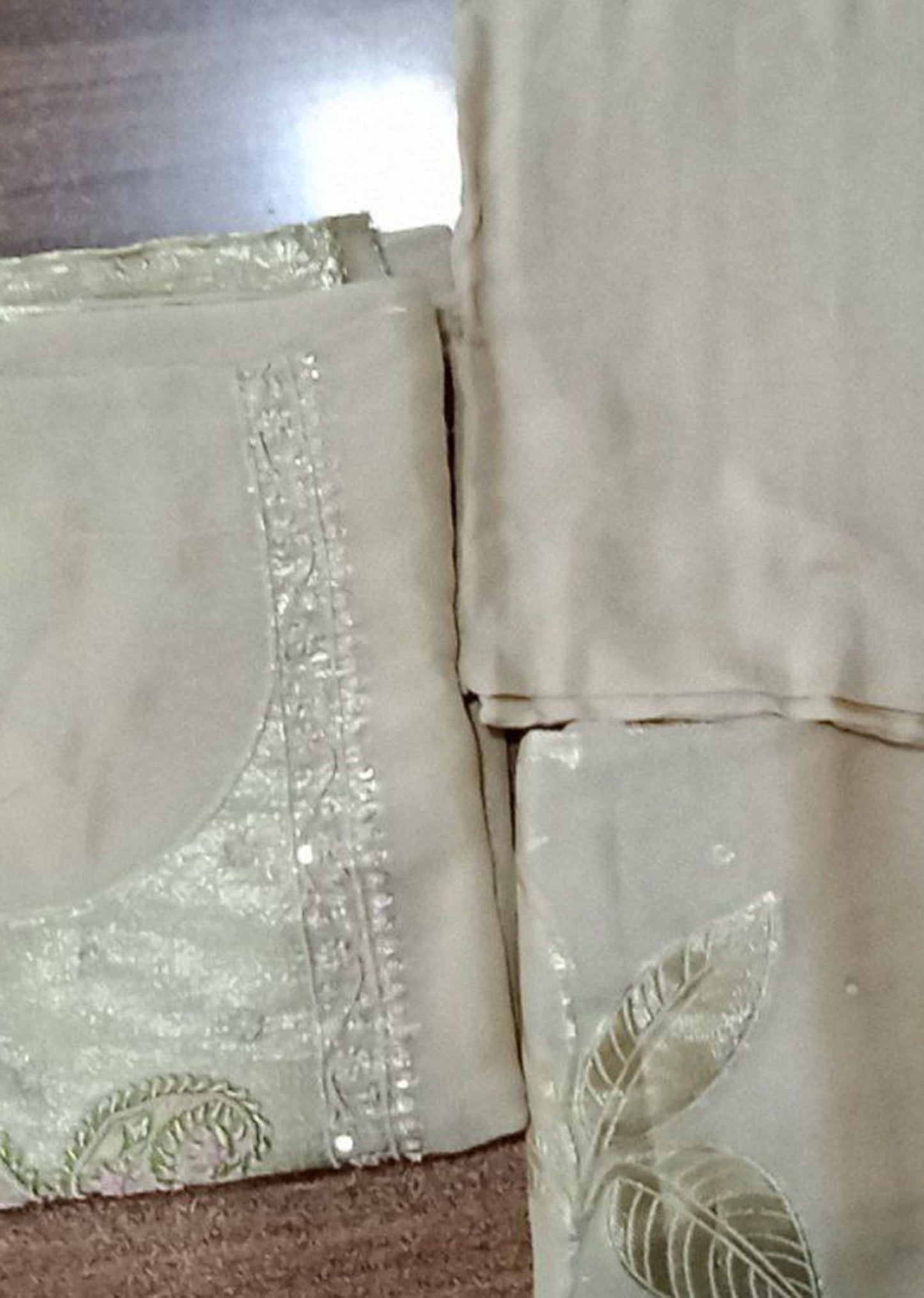 Taupe Lattice Luxe Dress Material