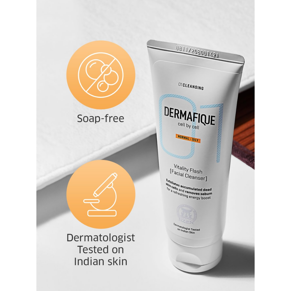 Dermafique Vitality Flash Facial Cleanser Exfoliating Face wash