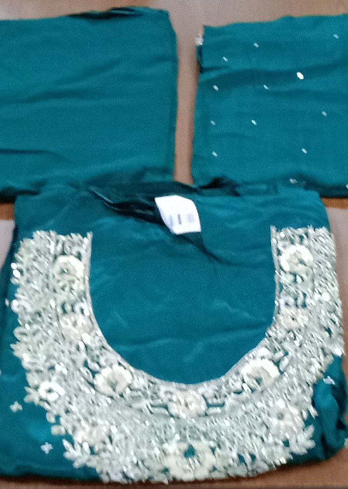 Teal Blossom Allure Dress Material