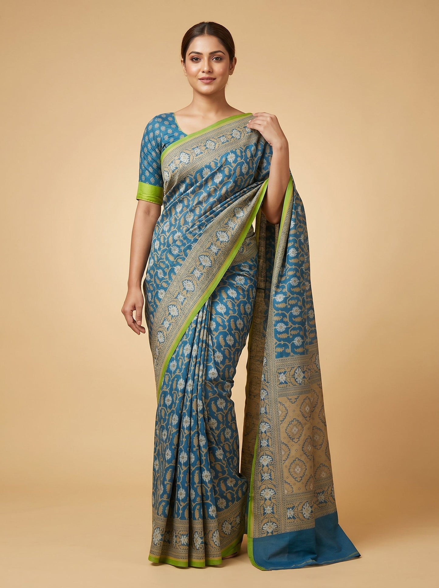 Teal Blue Handloom Saree