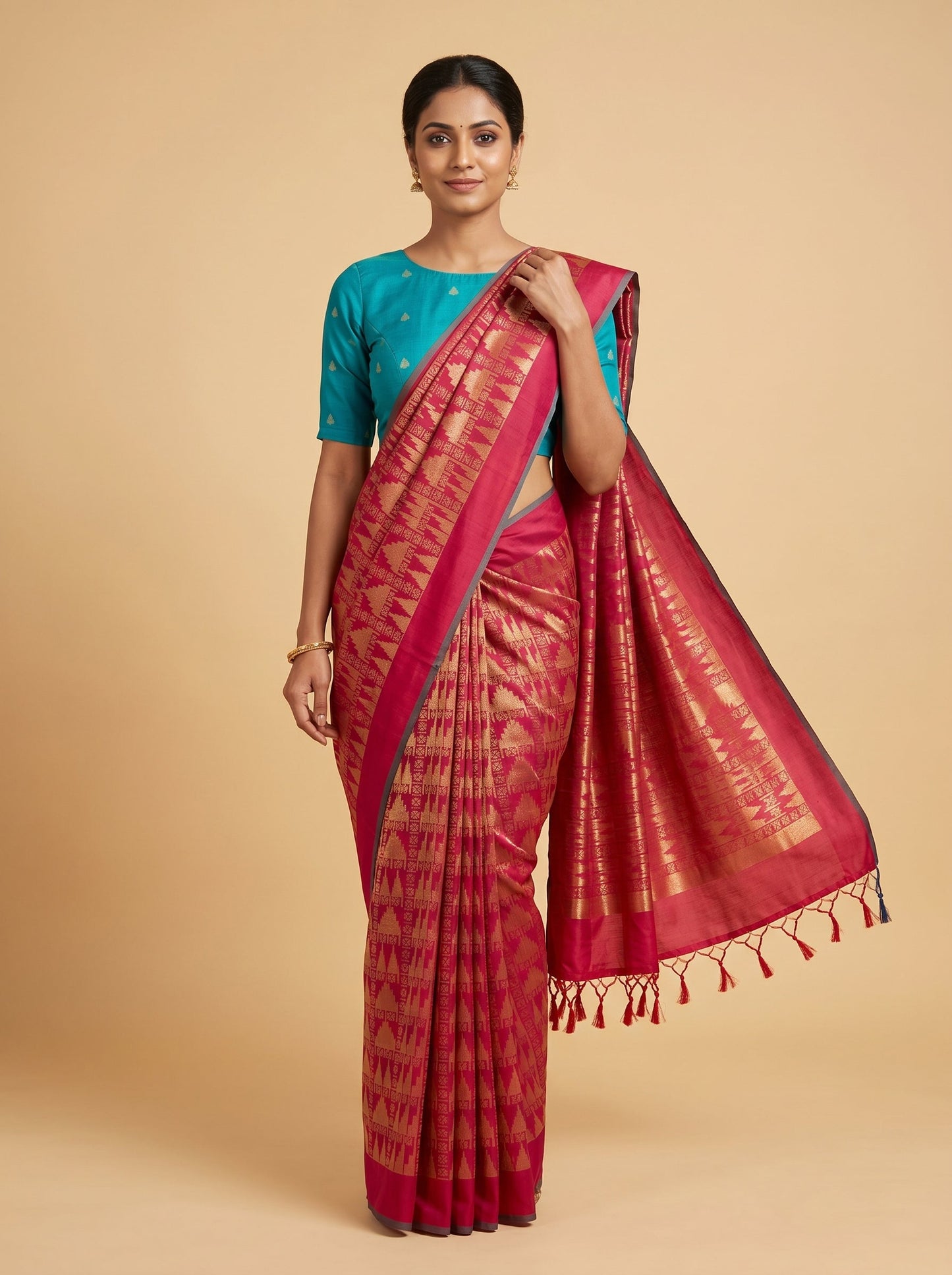 Teal Blue Ocean Flow Handloom Saree