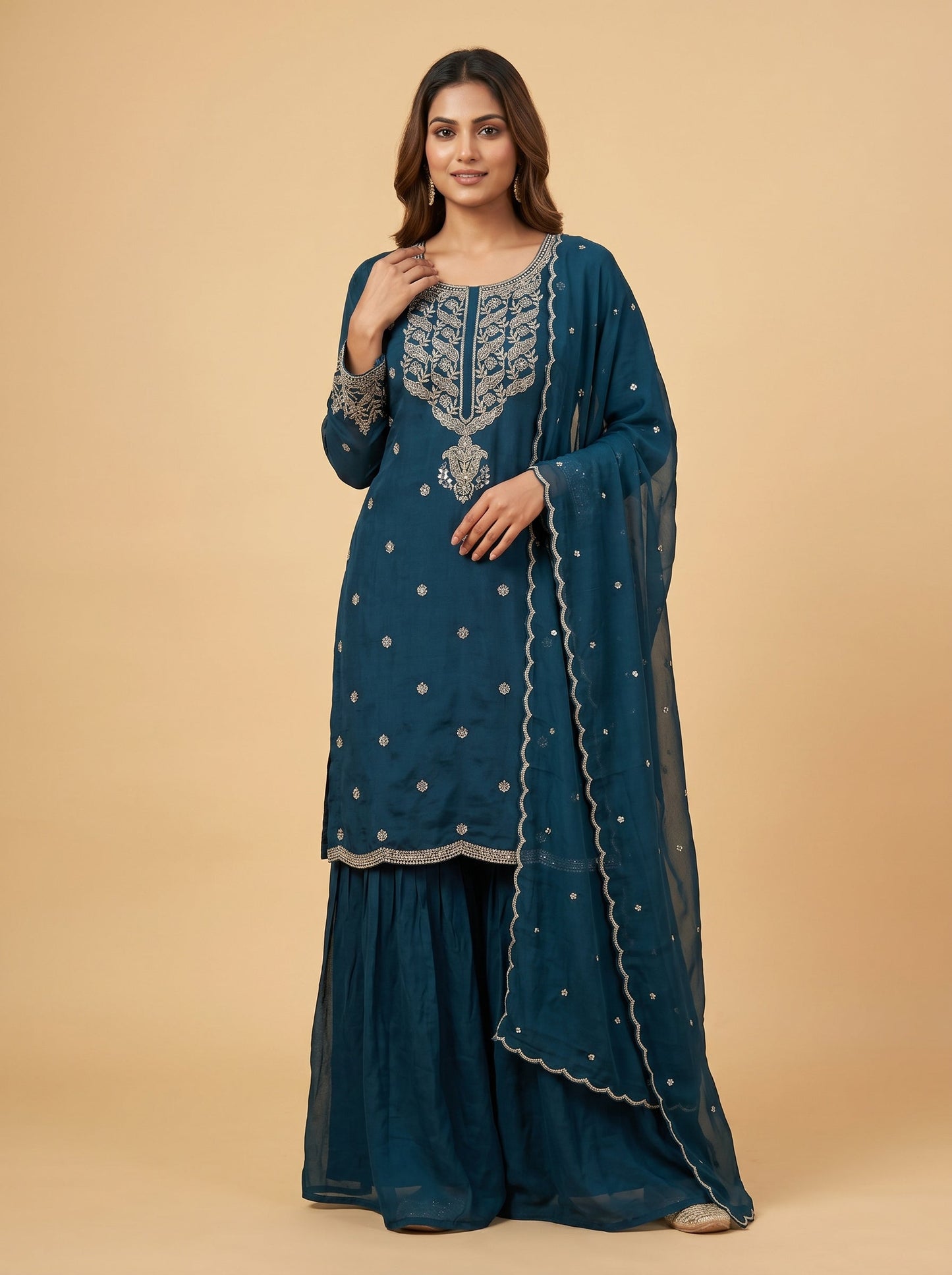 Teal Current Sharara Set