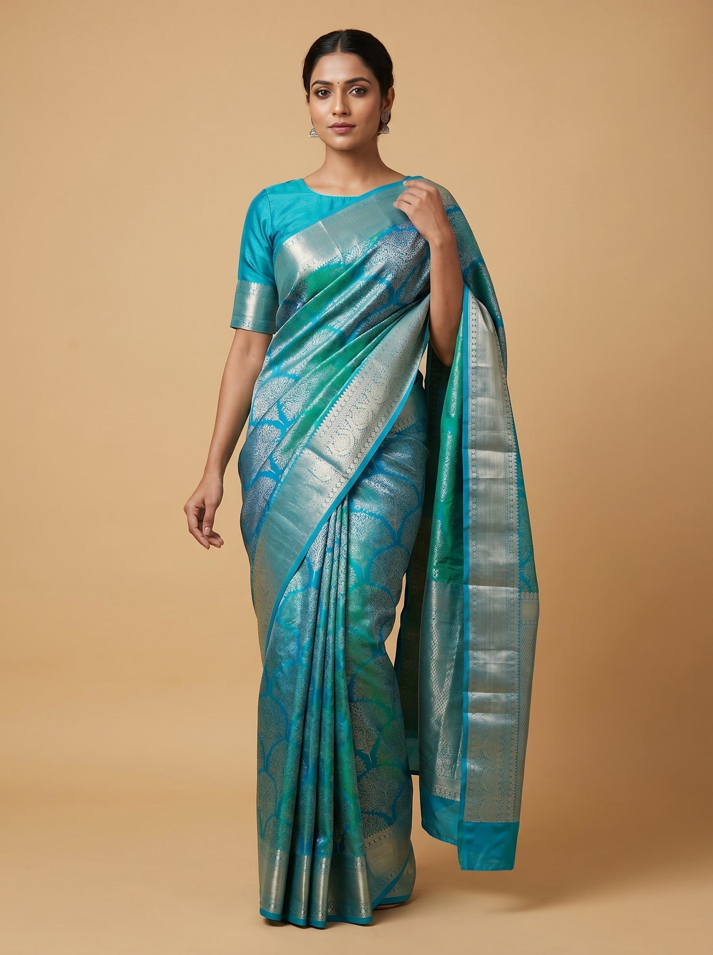 Teal Glow Handloom Saree