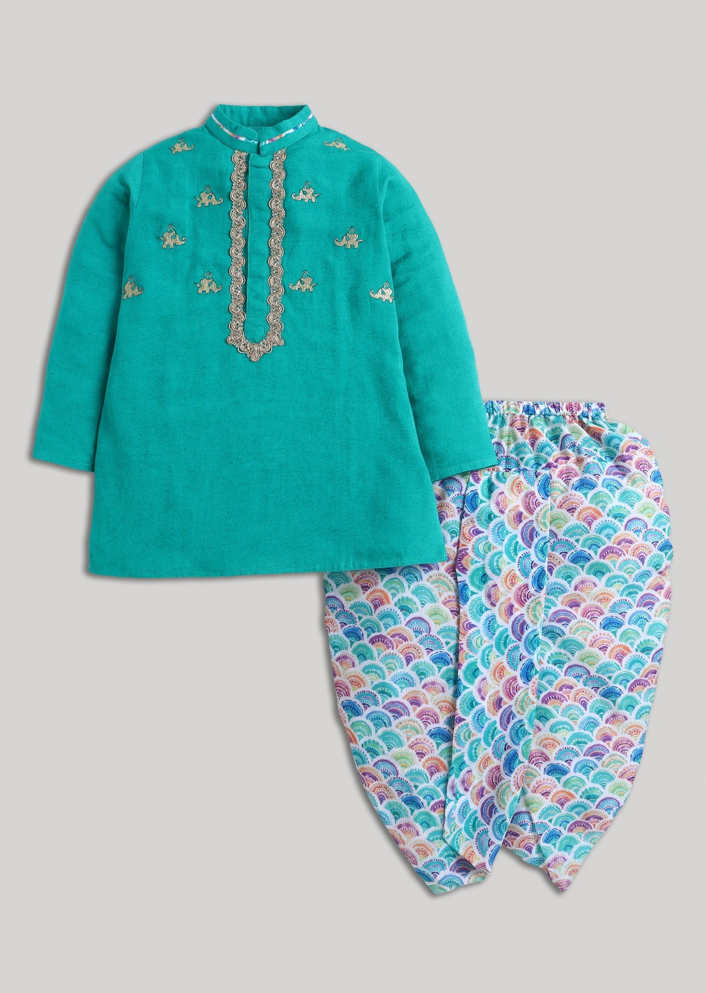 Teal Green Kurta Dhoti Set