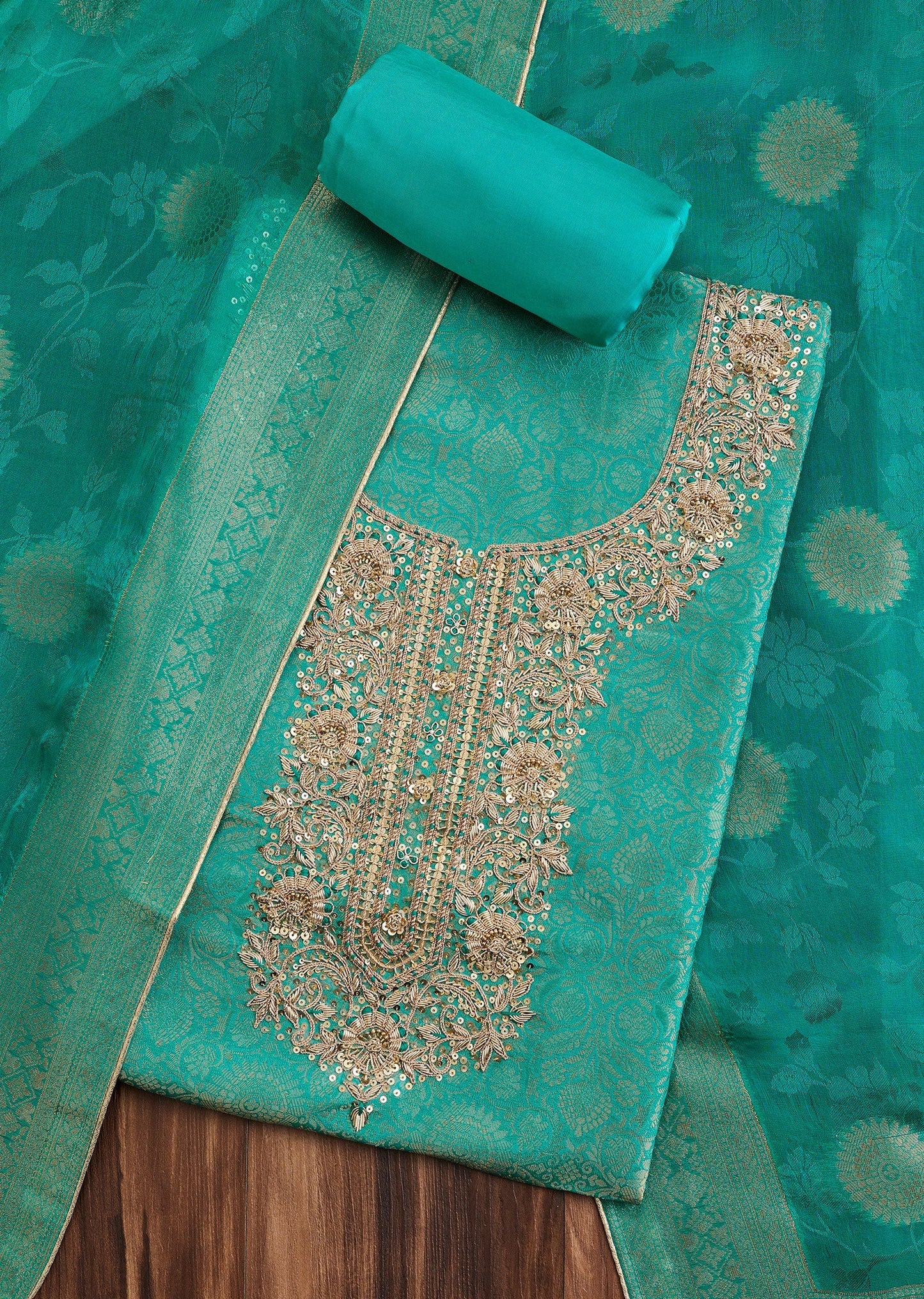 Teal Tissue Unstitched Suit