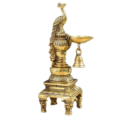 CraftVatika Brass Peacock Decorative Diya For Decoration