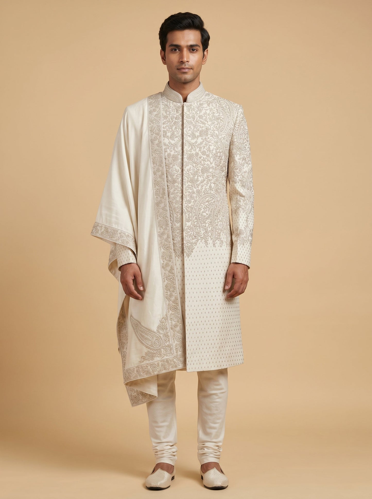 Timeless beige sherwani