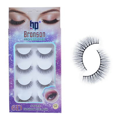 Bronson Professional Pair 6D Long & Natural False Eyelashes - 202