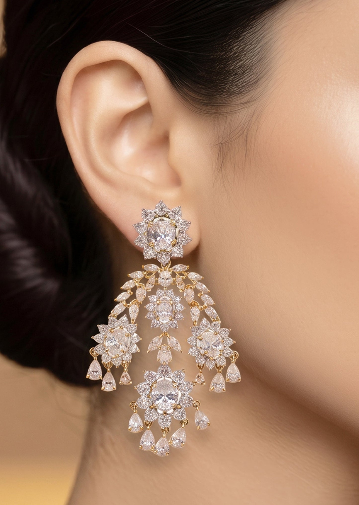 Pink Floral Statement Earrings