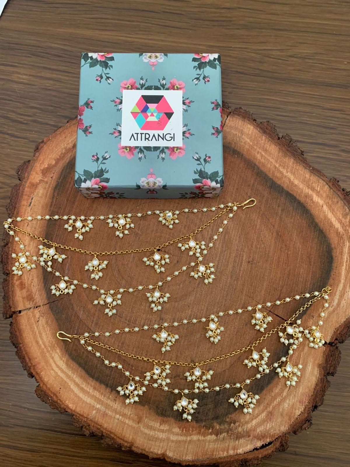 Trikarana Polki Hair Chain
