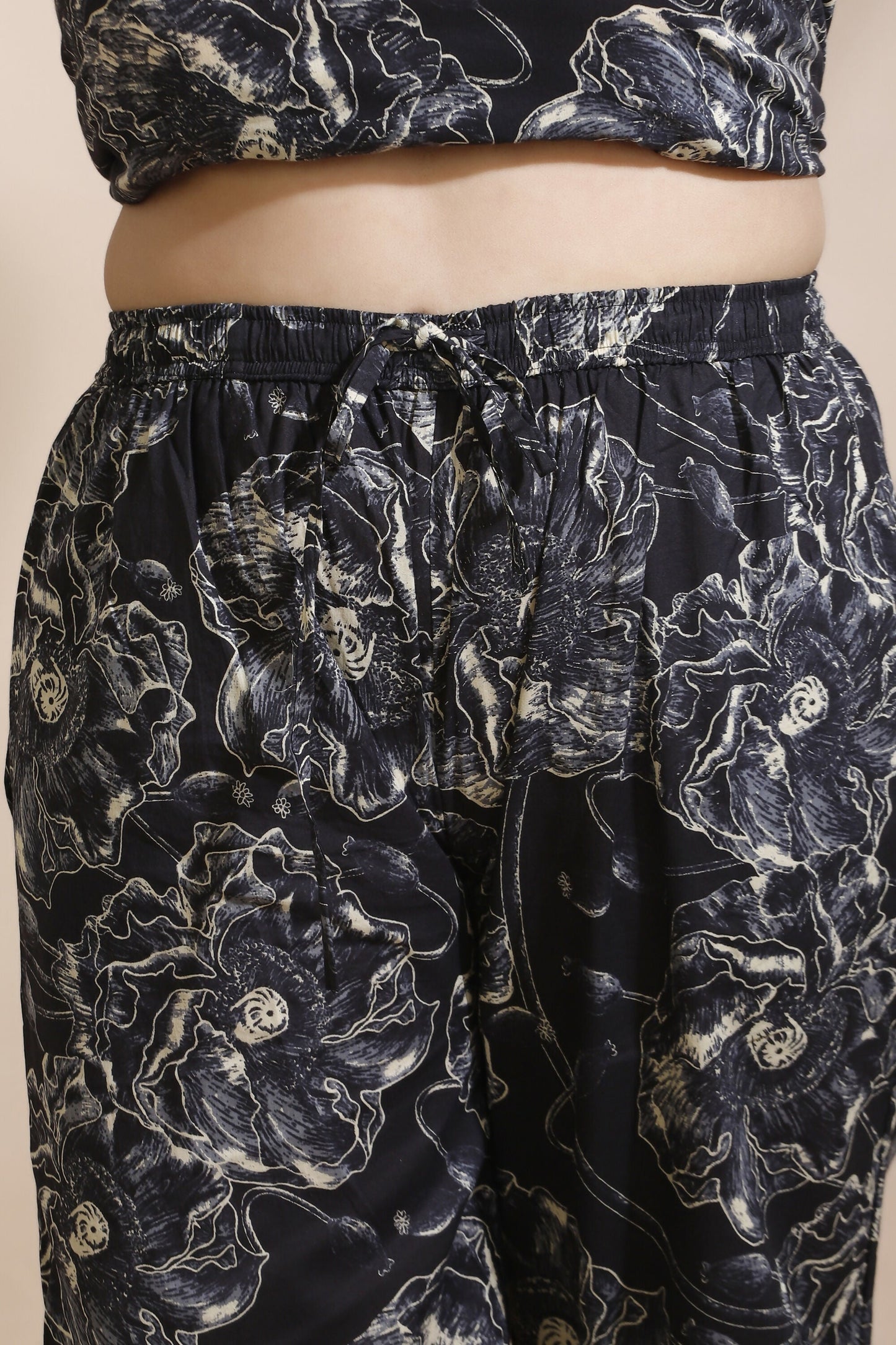 Breathables Floral Cotton Co-Ord Set  Black