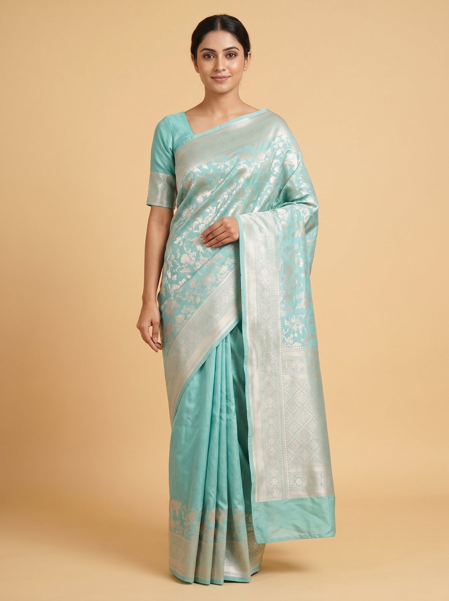 Turquoise Aqua Breeze Handloom Saree