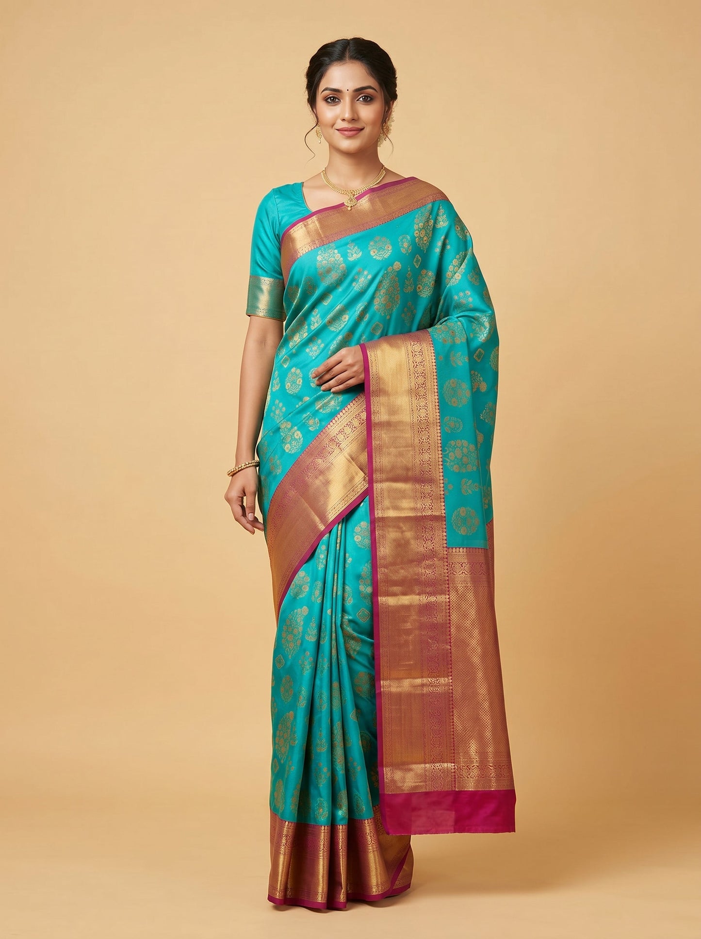Turquoise Glow Handloom Saree