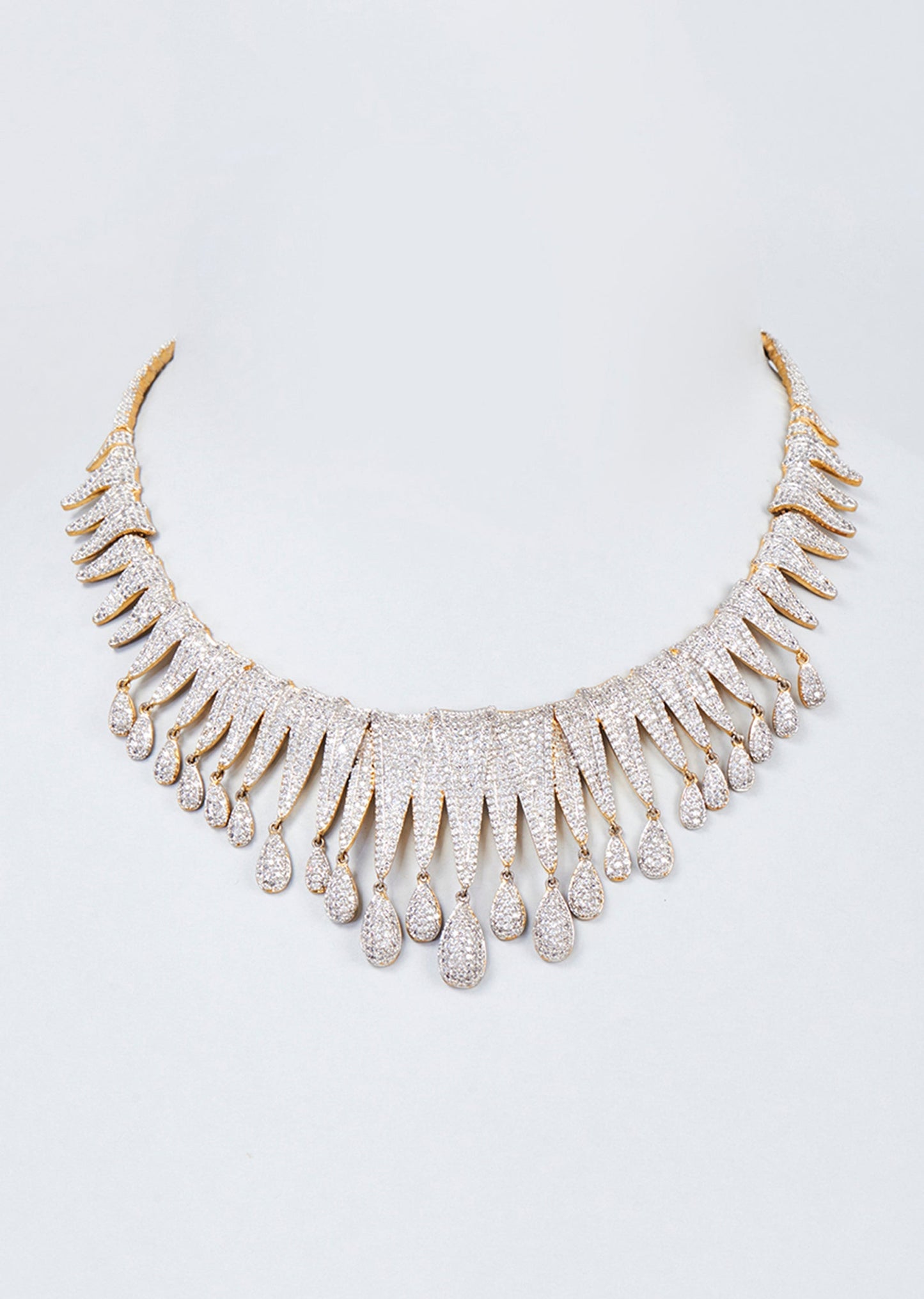 Two Tone Finish Zircon Choker Necklace