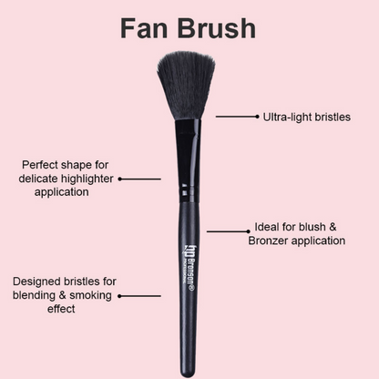 Bronson Professional Fan Makeup Brush for Highlighter & Smooth Powder Application