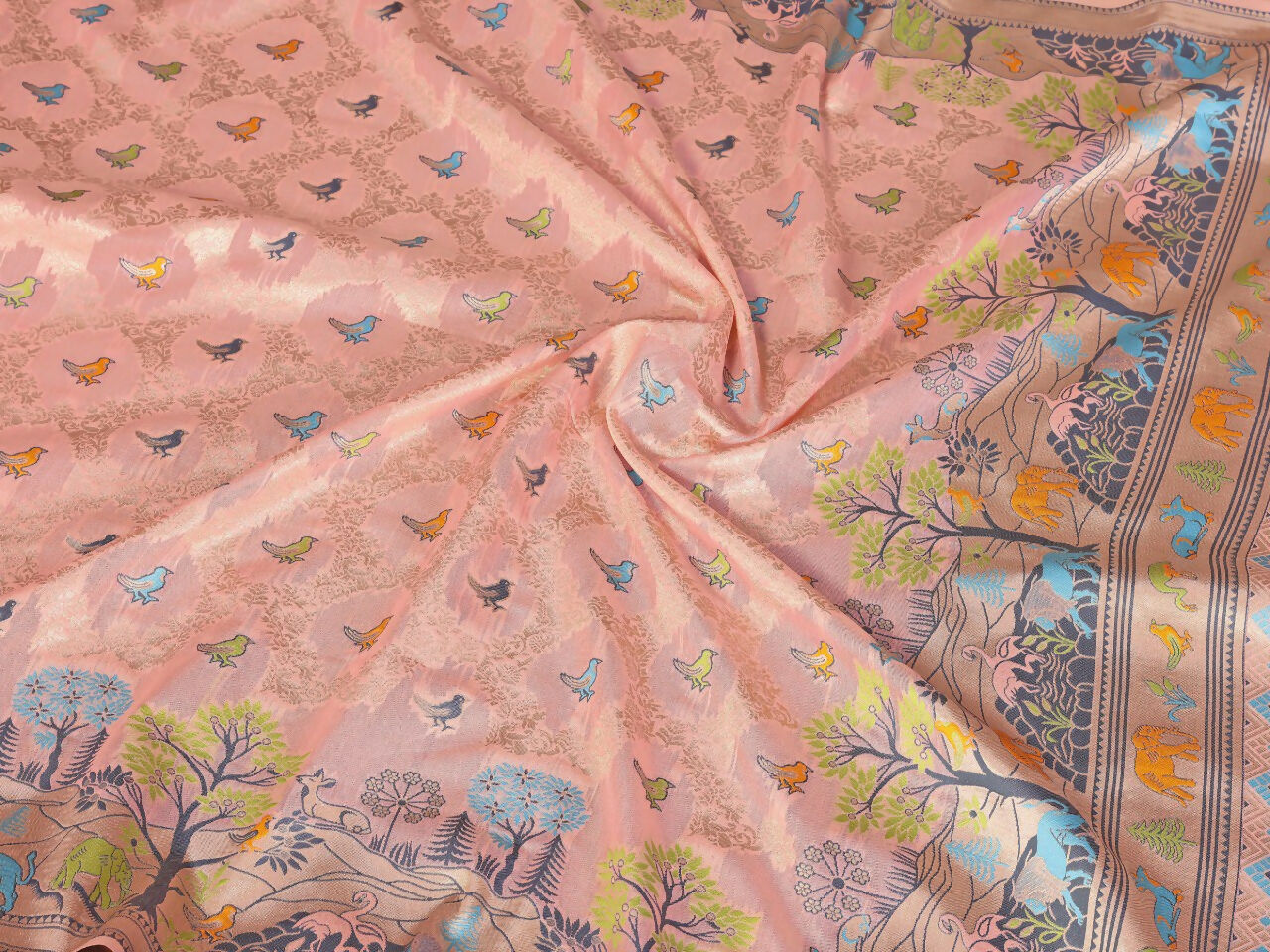 Teeya Creation New Latest Trendy Wedding Wear Pashmina Silk Saree-Peach