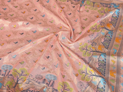 Teeya Creation New Latest Trendy Wedding Wear Pashmina Silk Saree-Peach