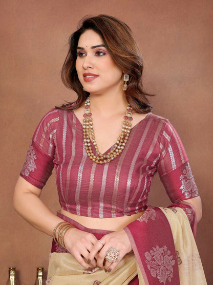 Teeya Creation New Trendy Wedding Wear Banarasi Silk Saree-Cream