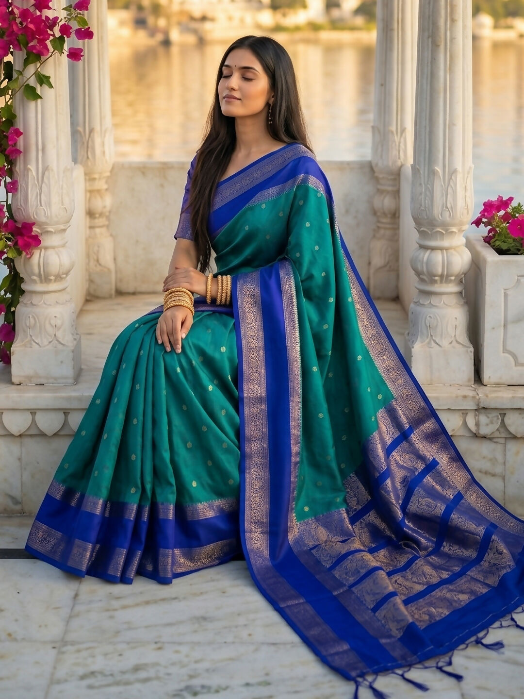 Shree Shyam Fashion Rama Silk Blend Saree