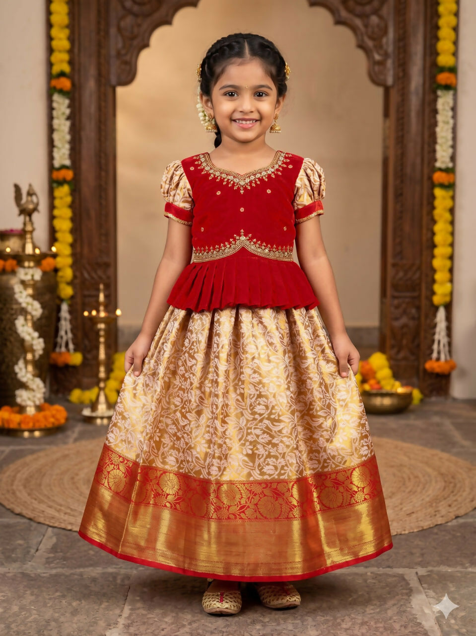 Teeya Creation New Trendy Lehenga Choli Set For Girls-Red