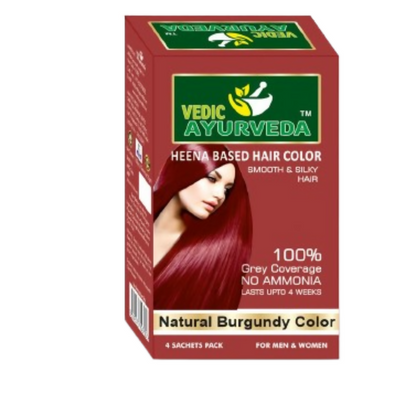 VedicAyurveda Natural Pure Henna Based Hair Color - Natural Burgundy