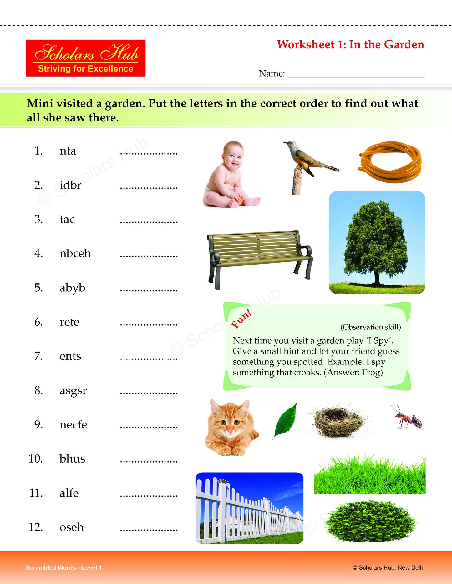 Step By Step Skills Scrambled Words-1(Tearble Colourful Worksheets)