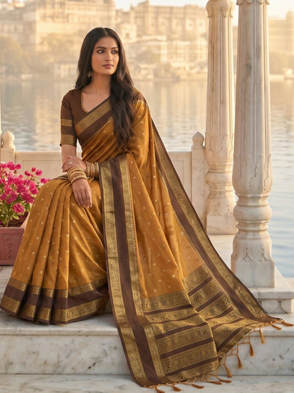 Shree Shyam Fashion Mustard Silk Blend Saree