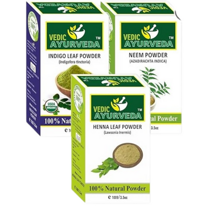 VedicAyurveda Indigo Powder, Neem Powder & Heena Powder