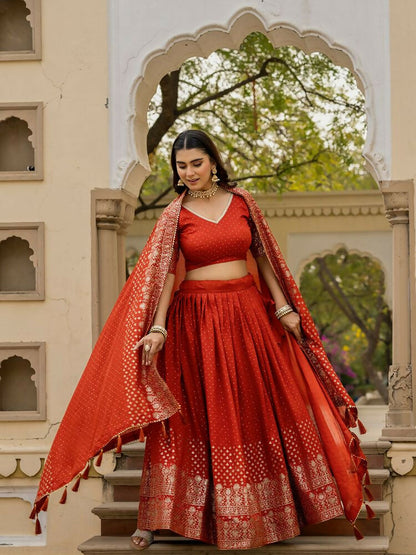 Lehenga Mart Orange Designer Wedding Wear Lehenga Choli