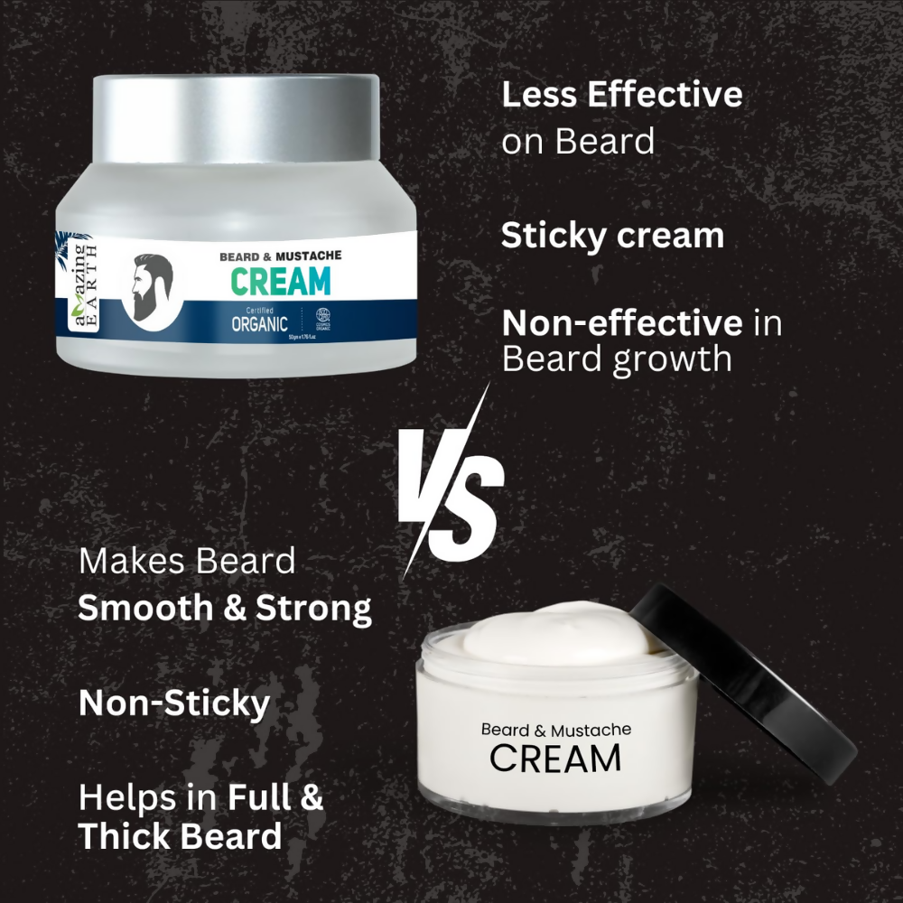 Amazing Earth Certified Organic Beard Mustache Cream for Men
