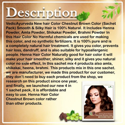 VedicAyurveda Henna Hair Color - Chestnut Brown