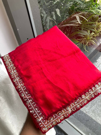 Teeya Creation Trendy Stylish Party Wear Fendy Chiffon Saree-Pink