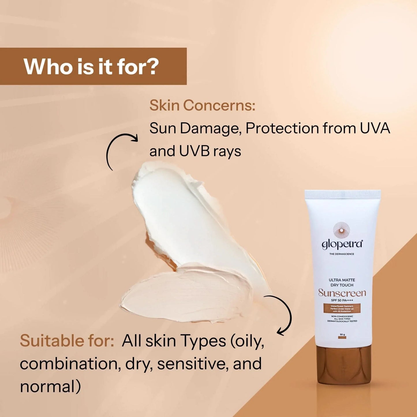 Glopetra Ultra Matte Dry Touch Sunscreen Spf 50 Pa+++