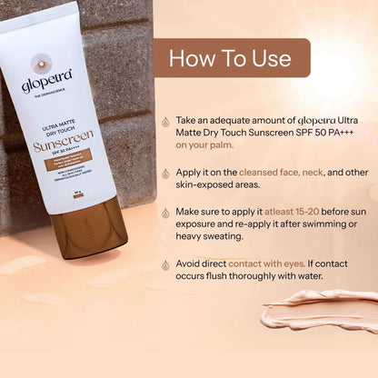 Glopetra Ultra Matte Dry Touch Sunscreen Spf 50 Pa+++