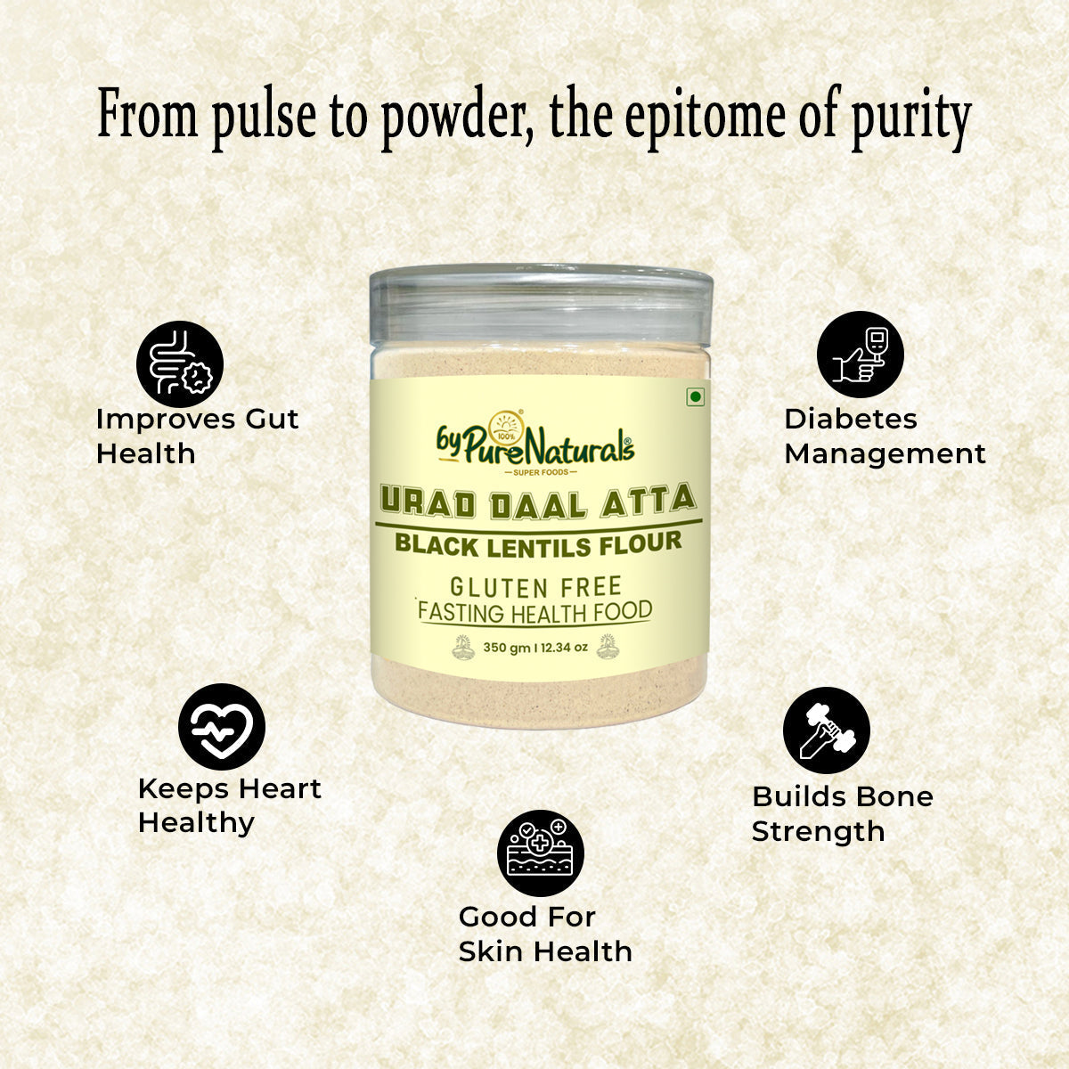 byPureNaturals Urad Daal Atta (Black Lentils Flour)