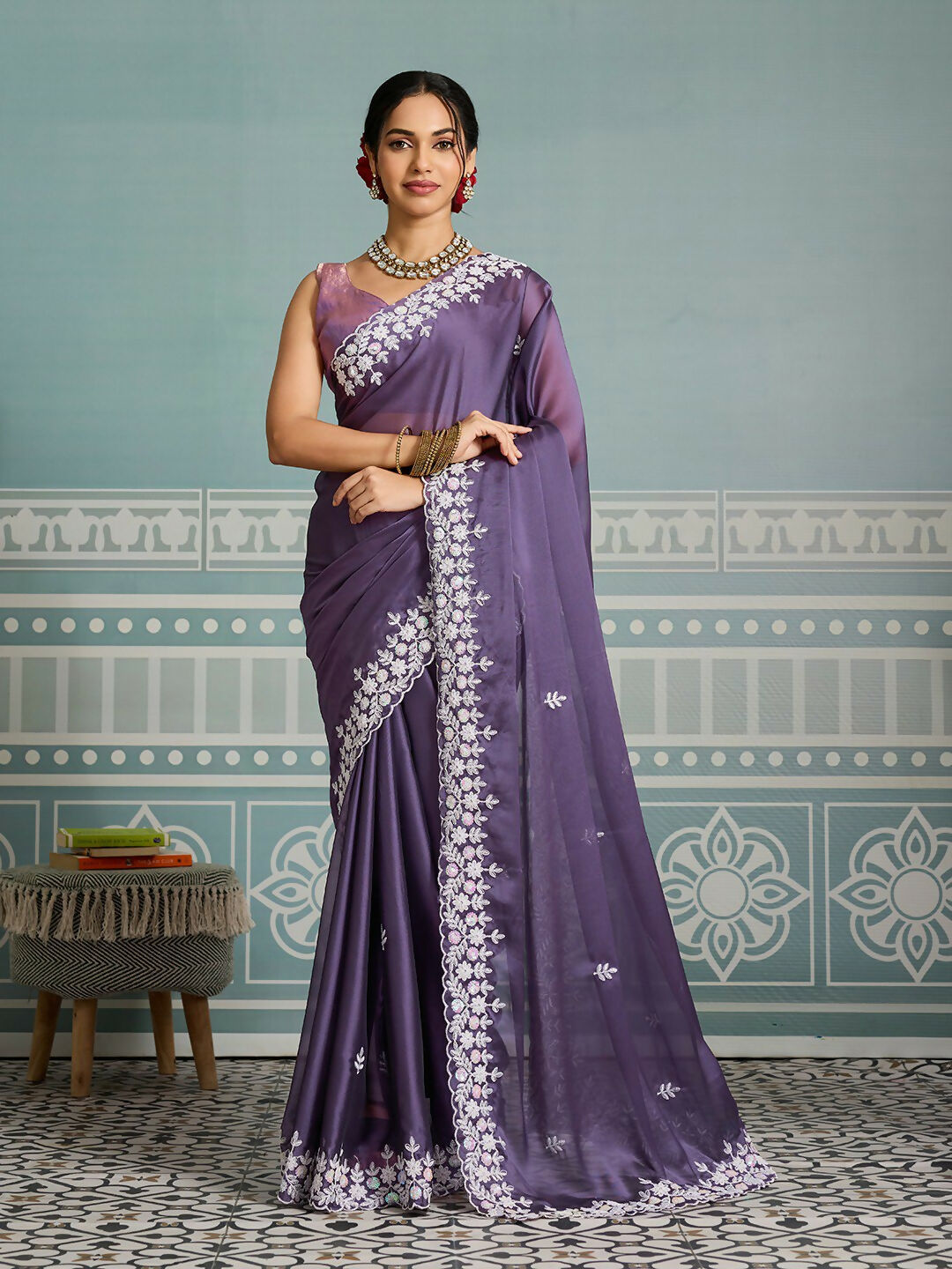 Teeya Creation New Trendy Party Wear Soft Silk Saree-Lavender