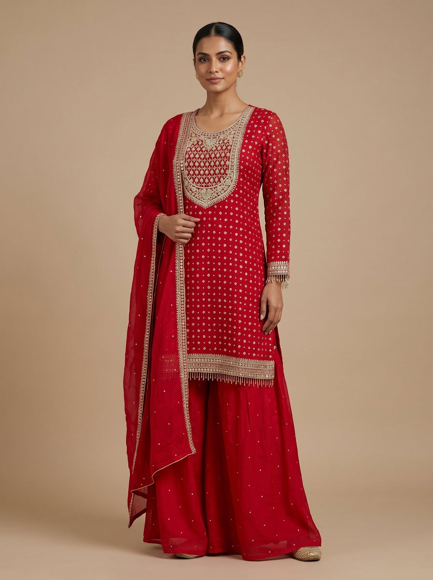 Vermilion Red Palazzo Set