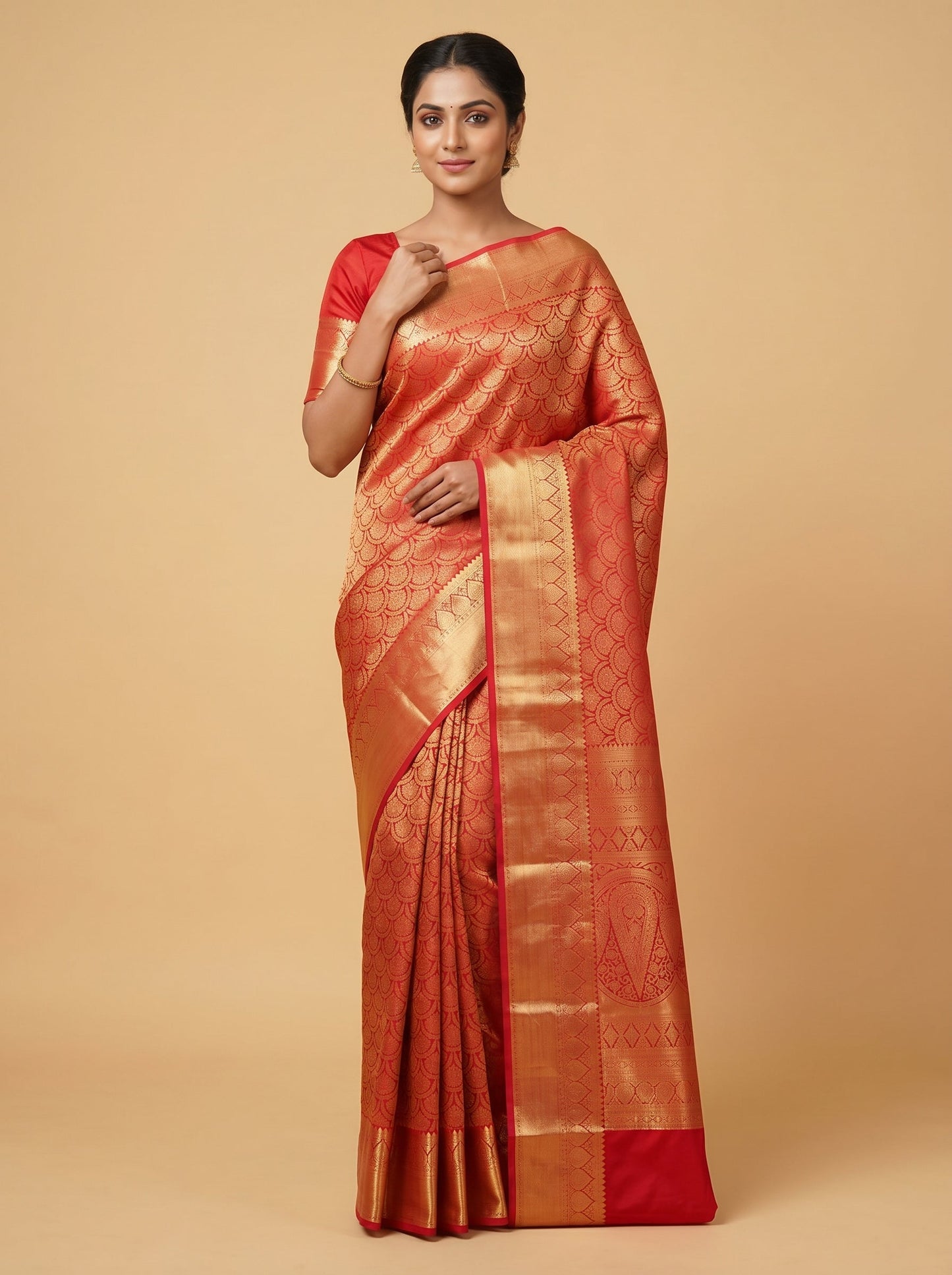 Vibrant Red Handloom Saree