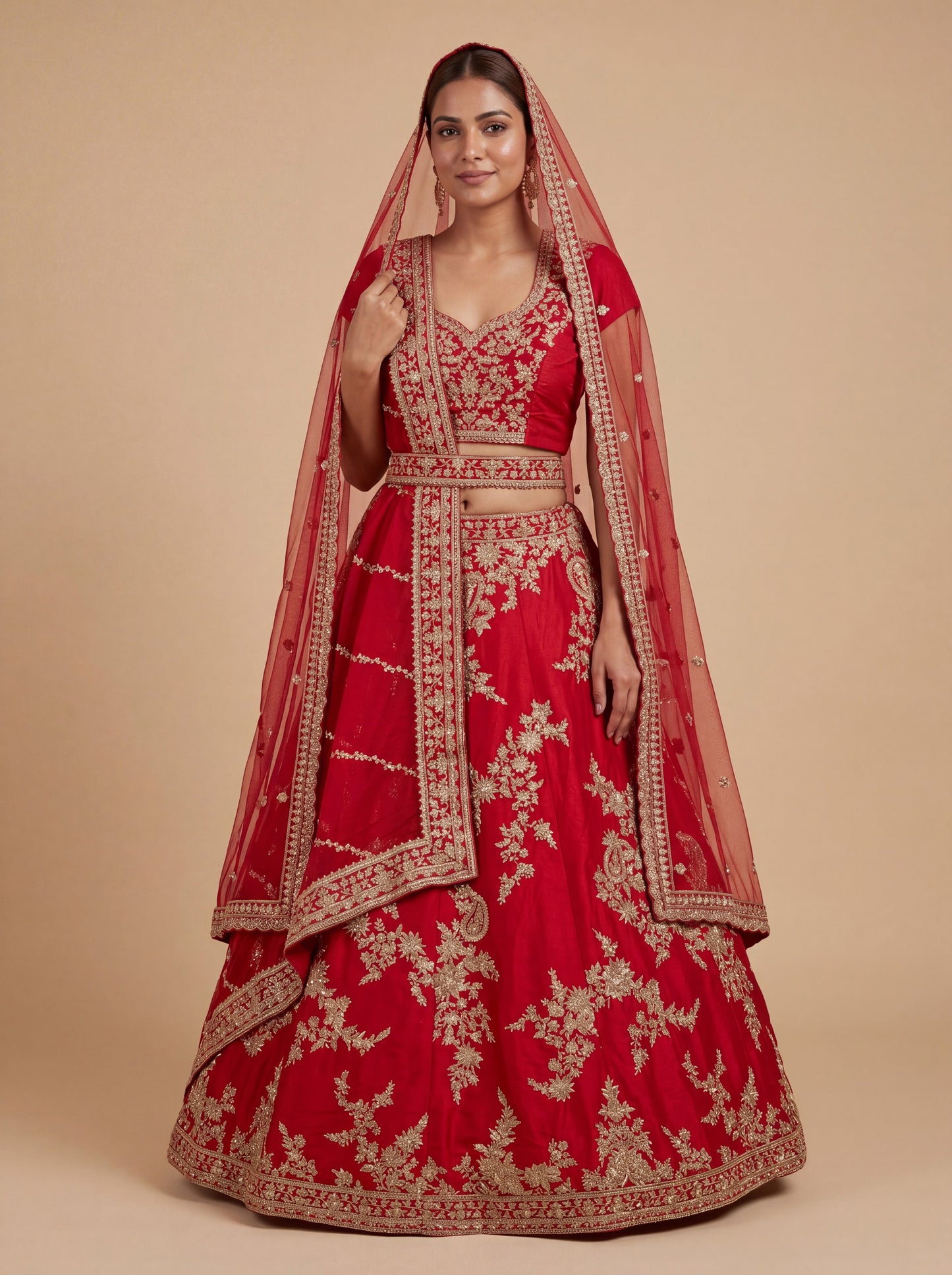 Vibrant Red Wedding Lehenga