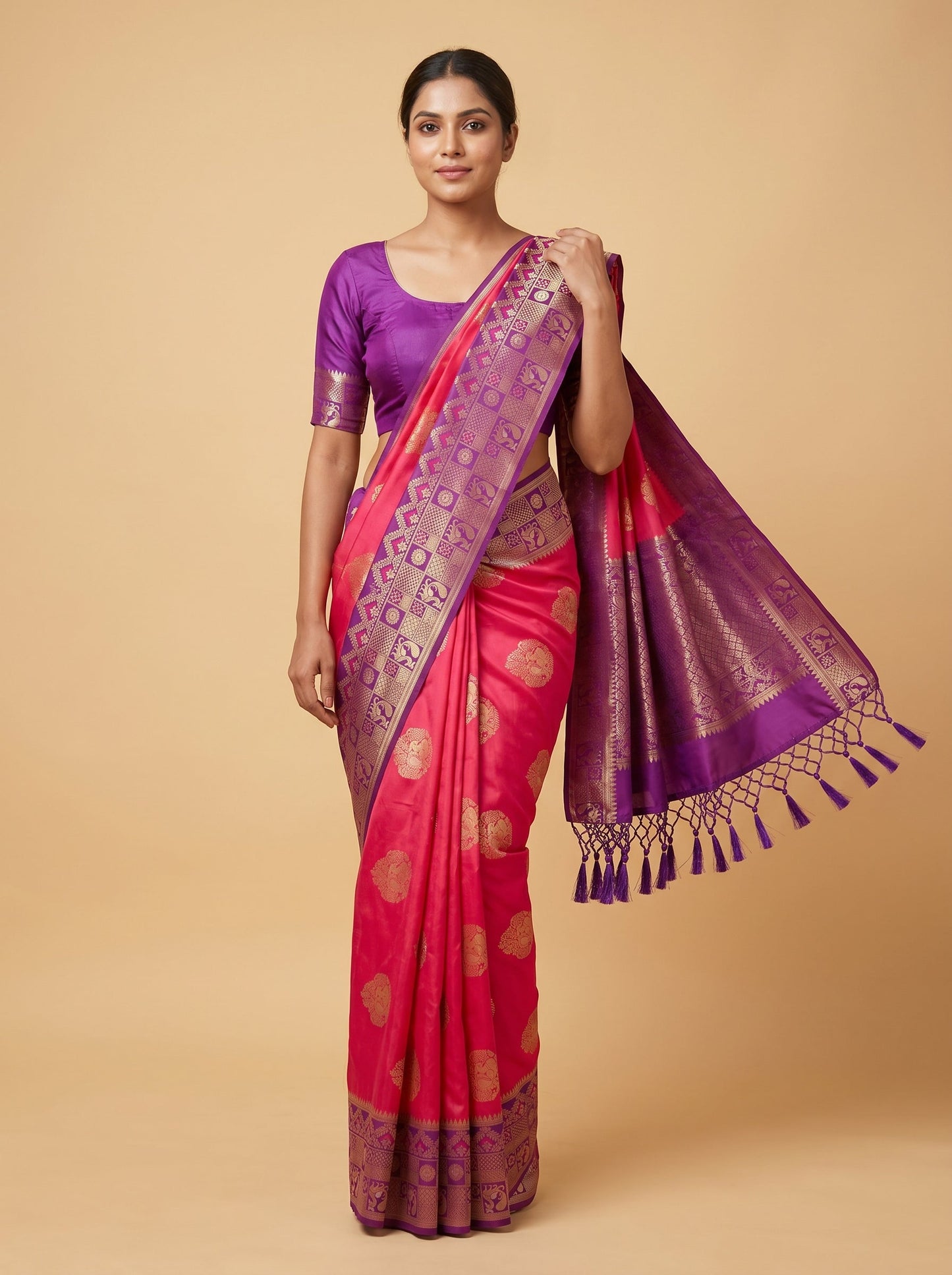 Violet Deep Amethyst Handloom Saree