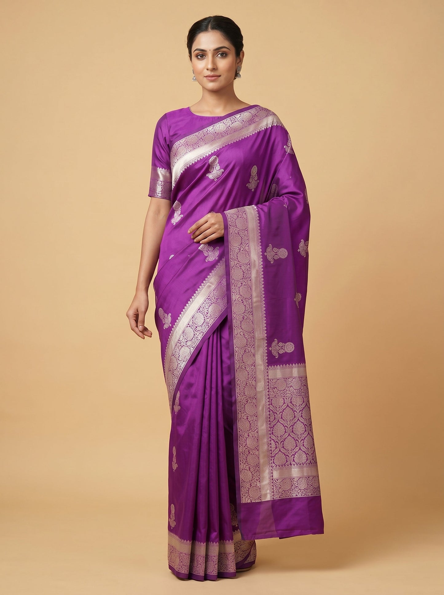 Violet Elegant Embroidered Saree