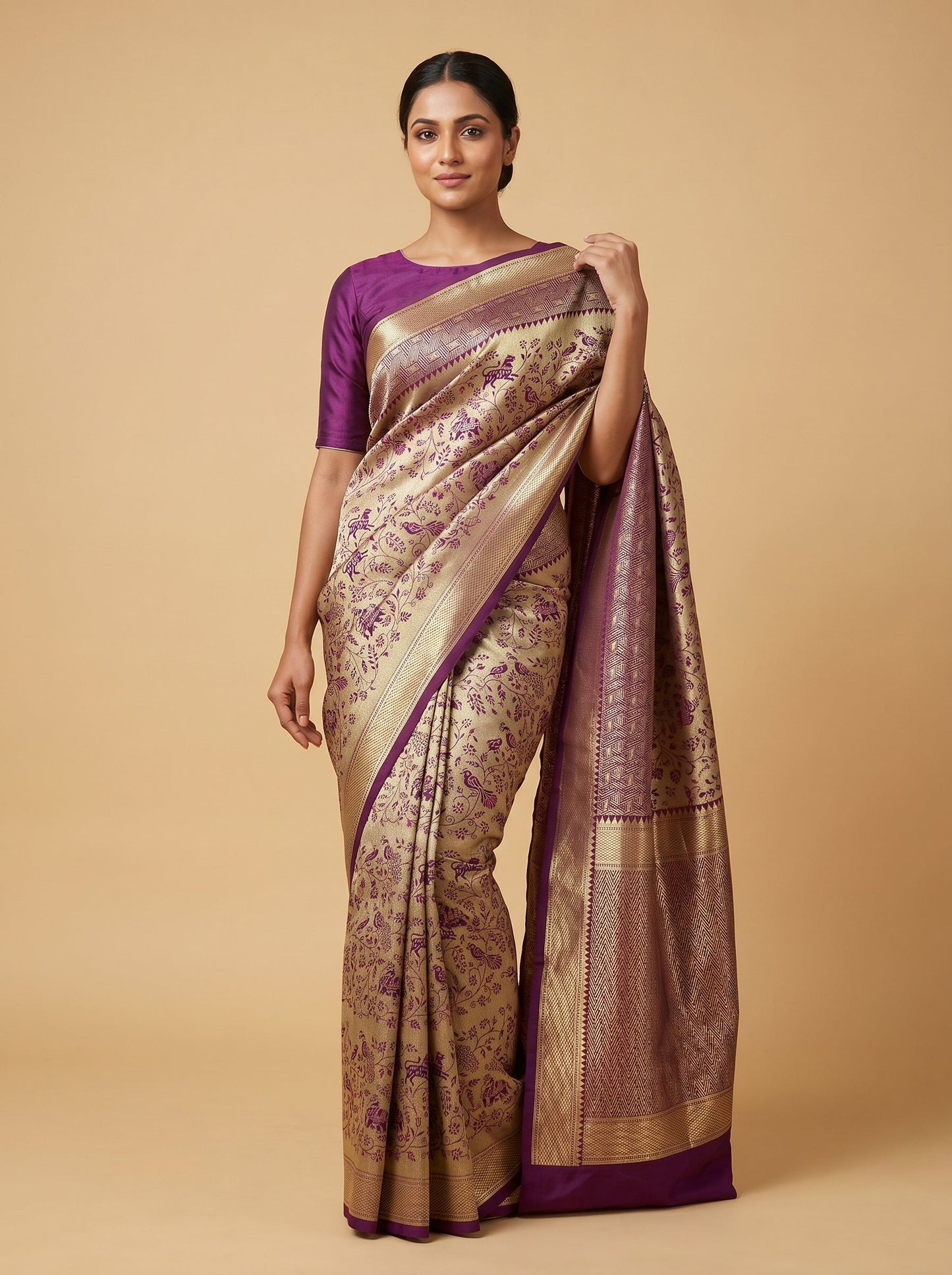 Violet Grand Aura Handloom Saree