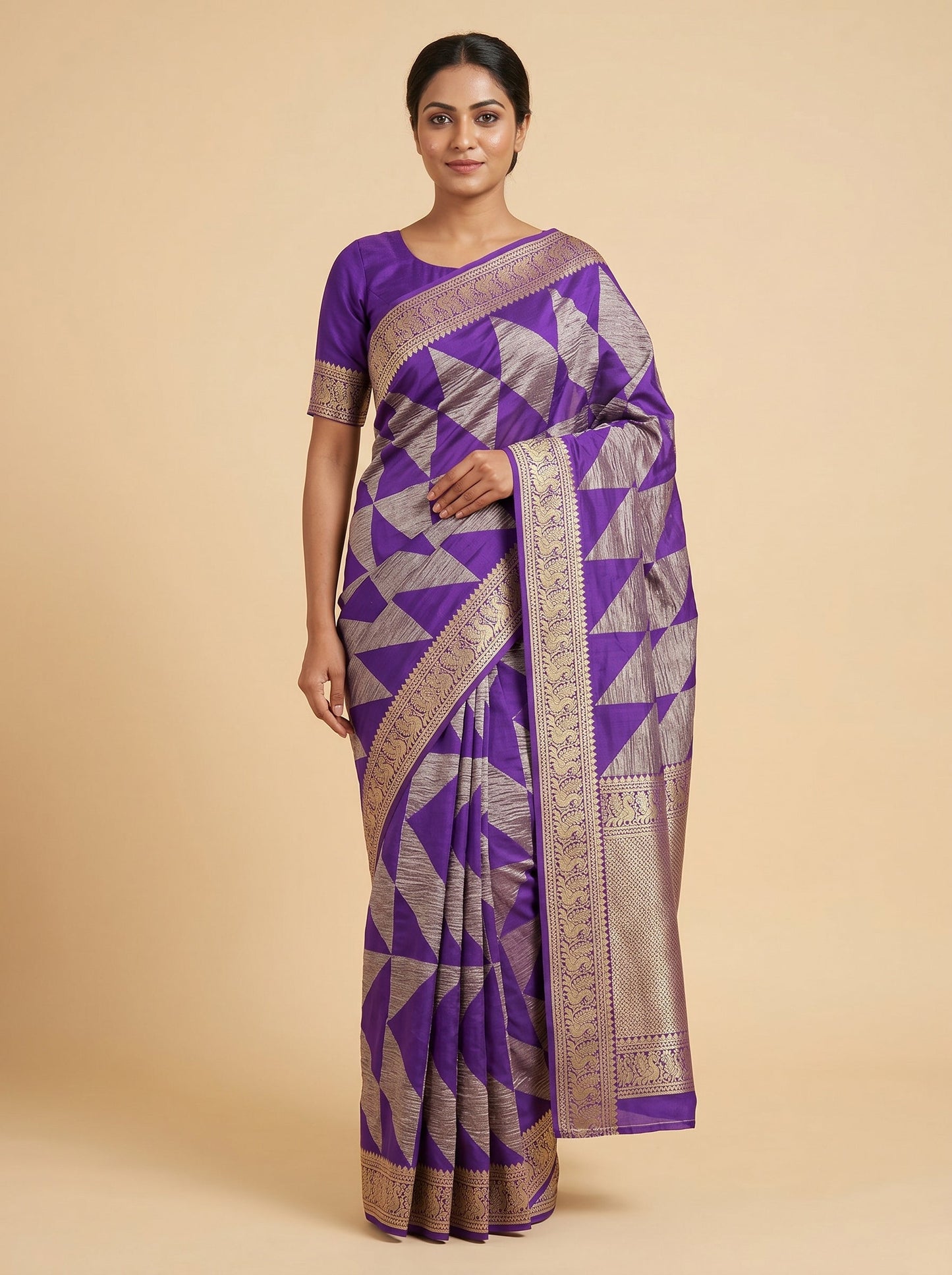 Violet Imperial Glow Handloom Saree