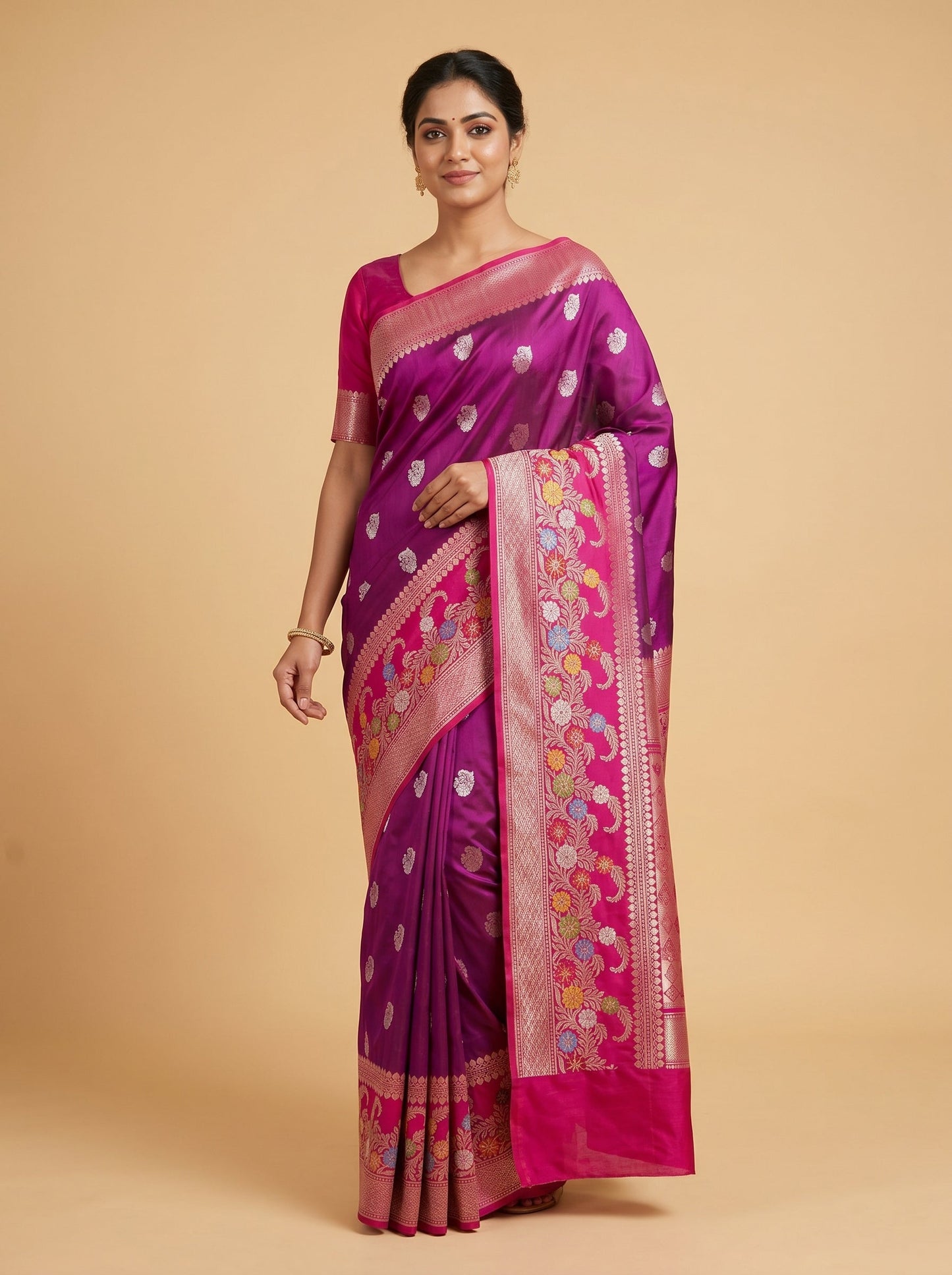 Violet Deepcast Handloom Saree